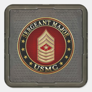 Pegatina Cuadrada Marines Estadounidenses: Sargento Mayor (USMC SgtM