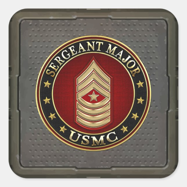 Pegatina Cuadrada Marines Estadounidenses: Sargento Mayor (USMC SgtM (Anverso)
