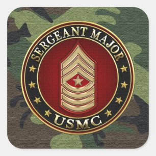 Pegatina Cuadrada Marines Estadounidenses: Sargento Mayor (USMC SgtM
