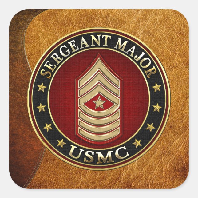 Pegatina Cuadrada Marines Estadounidenses: Sargento Mayor (USMC SgtM (Anverso)