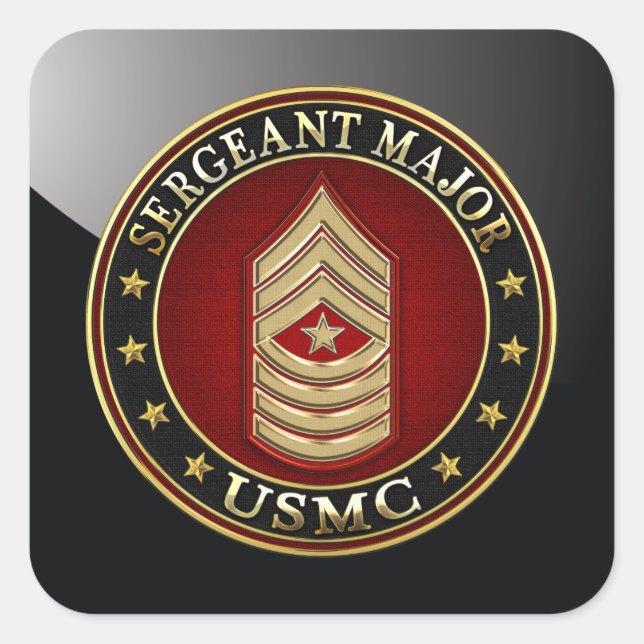 Pegatina Cuadrada Marines Estadounidenses: Sargento Mayor (USMC SgtM (Anverso)