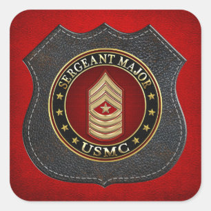 Pegatina Cuadrada Marines Estadounidenses: Sargento Mayor (USMC SgtM