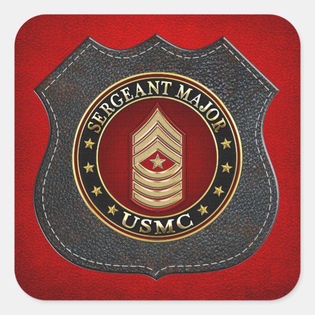 Pegatina Cuadrada Marines Estadounidenses: Sargento Mayor (USMC SgtM (Anverso)