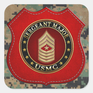 Pegatina Cuadrada Marines Estadounidenses: Sargento Mayor (USMC SgtM