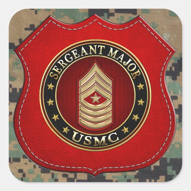 Pegatina Cuadrada Marines Estadounidenses: Sargento Mayor (USMC SgtM (Anverso)