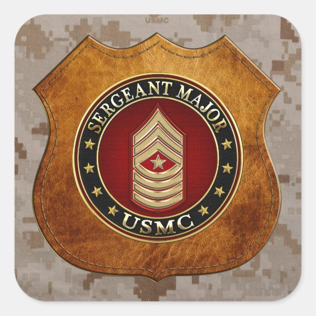 Pegatina Cuadrada Marines Estadounidenses: Sargento Mayor (USMC SgtM (Anverso)