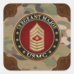 Pegatina Cuadrada Marines Estadounidenses: Sargento Mayor (USMC SgtM