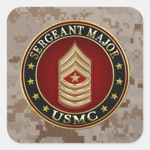 Pegatina Cuadrada Marines Estadounidenses: Sargento Mayor (USMC SgtM