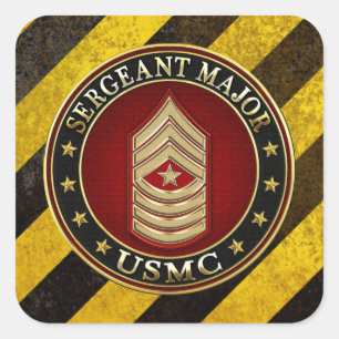 Pegatina Cuadrada Marines Estadounidenses: Sargento Mayor (USMC SgtM