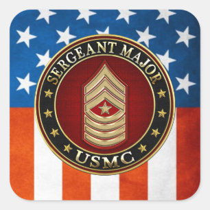 Pegatina Cuadrada Marines Estadounidenses: Sargento Mayor (USMC SgtM