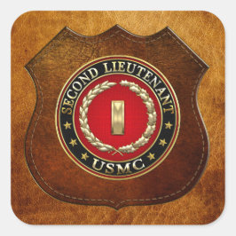 Pegatina Cuadrada Marines Estadounidenses: Segundo Teniente (USMC 2n