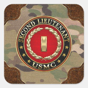 Pegatina Cuadrada Marines Estadounidenses: Segundo Teniente (USMC 2n