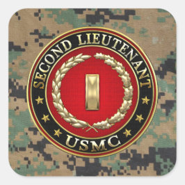 Pegatina Cuadrada Marines Estadounidenses: Segundo Teniente (USMC 2n