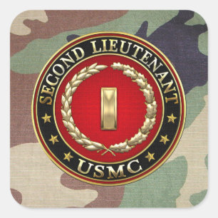 Pegatina Cuadrada Marines Estadounidenses: Segundo Teniente (USMC 2n