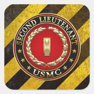 Pegatina Cuadrada Marines Estadounidenses: Segundo Teniente (USMC 2n