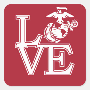 Pegatina Cuadrada Marines Love Design