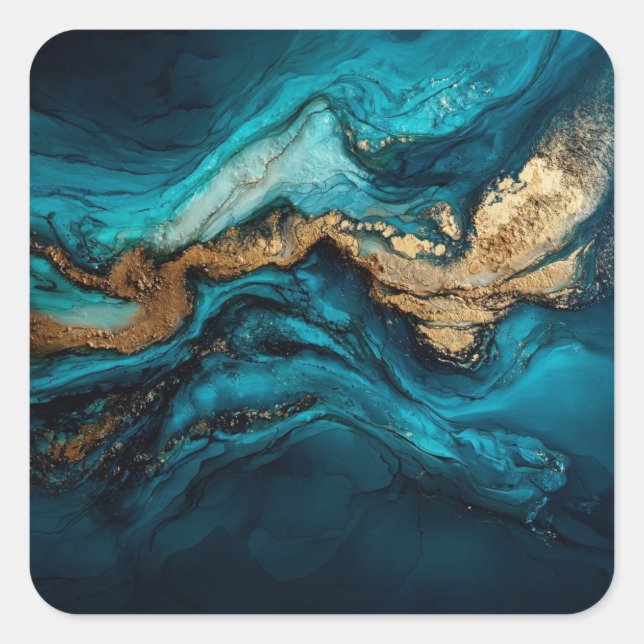 Pegatina Cuadrada Marino abstracto  (Anverso)