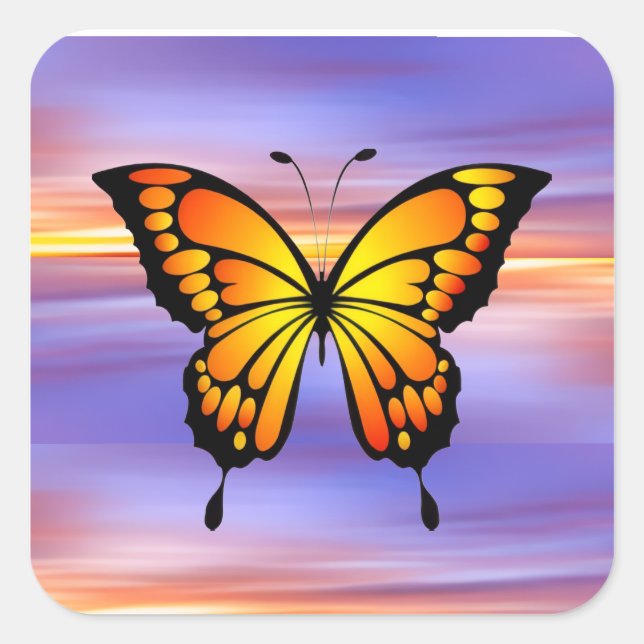 Pegatina Cuadrada Mariposa  (Anverso)