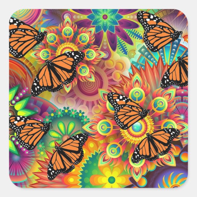 Pegatina Cuadrada Mariposa (Anverso)