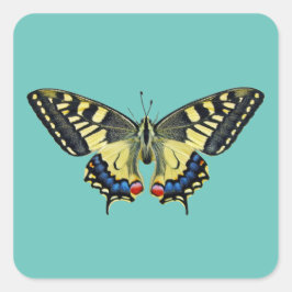 Pegatina Cuadrada Mariposa amarilla y negra