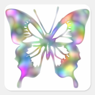 Pegatina Cuadrada Mariposa arcoiris