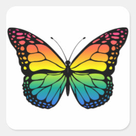 Pegatina Cuadrada Mariposa arcoiris