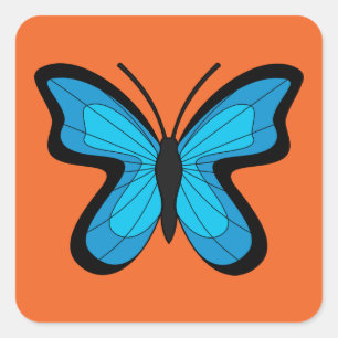 Pegatina Cuadrada Mariposa Azul
