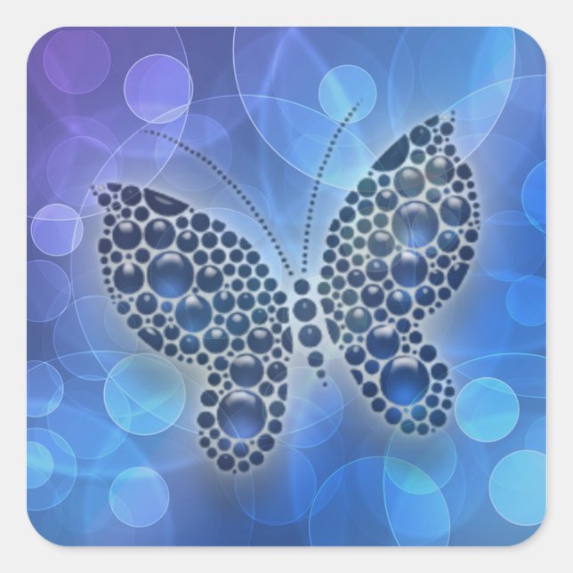 Pegatina Cuadrada mariposa azul (Anverso)