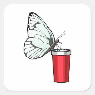 Pegatina Cuadrada Mariposa Beber Mug