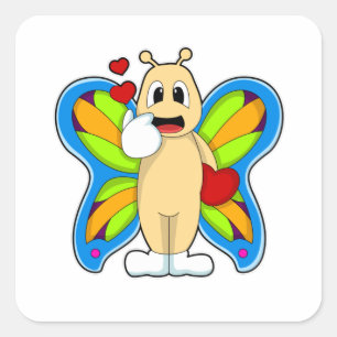 Pegatina Cuadrada Mariposa con corazón