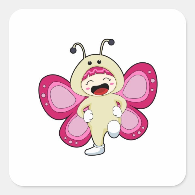 Pegatina Cuadrada Mariposa con disfraz (Anverso)