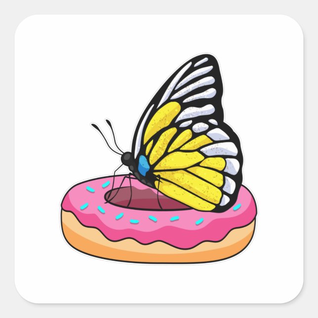 Pegatina Cuadrada Mariposa con Donut (Anverso)