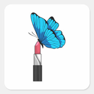 Pegatina Cuadrada Mariposa con lápiz labial