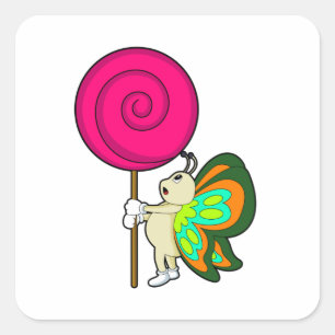 Pegatina Cuadrada Mariposa con Lollipop