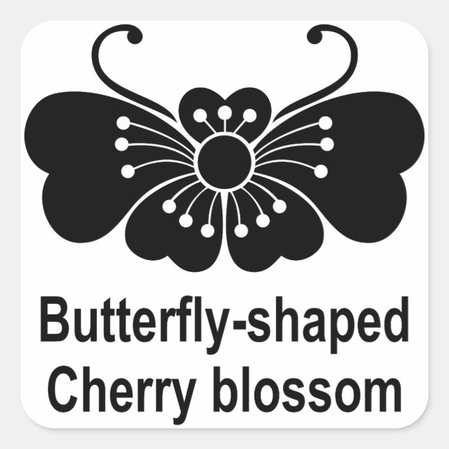 Pegatina Cuadrada mariposa de cerezo (Anverso)