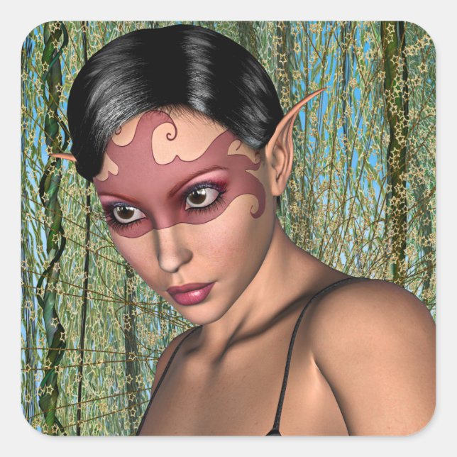 Pegatina Cuadrada Mariposa de hadas (Anverso)