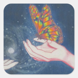 Pegatina Cuadrada Mariposa de la amistad