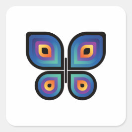 Pegatina Cuadrada Mariposa de la llama del pavo real