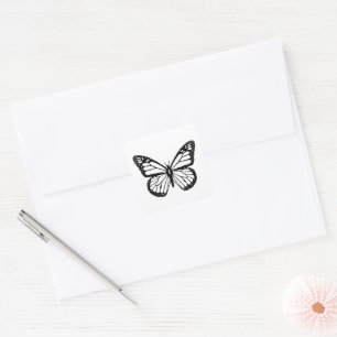 Pegatina Cuadrada Mariposa de negro y blanco