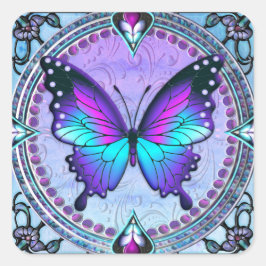 Pegatina Cuadrada Mariposa de sublimación con fondo