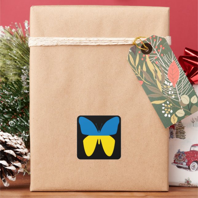 Pegatina Cuadrada Mariposa de Ucrania (Vacaciones)