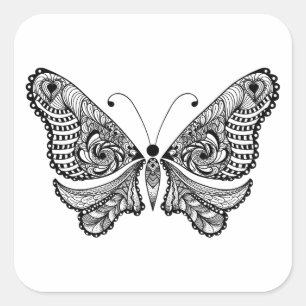 Pegatina Cuadrada Mariposa estilo