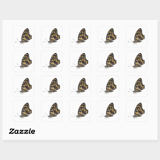 Pegatina Cuadrada Mariposa grande, (Hoja)