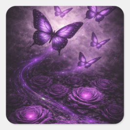 Pegatina Cuadrada Mariposa Morada – Colección Dark Bloom