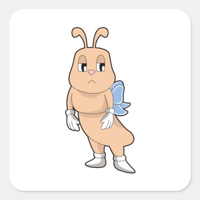 Pegatina Cuadrada Mariposa sin alas (Anverso)