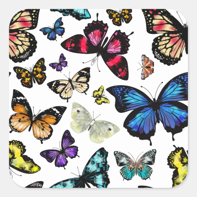 Pegatina Cuadrada Mariposas (Anverso)