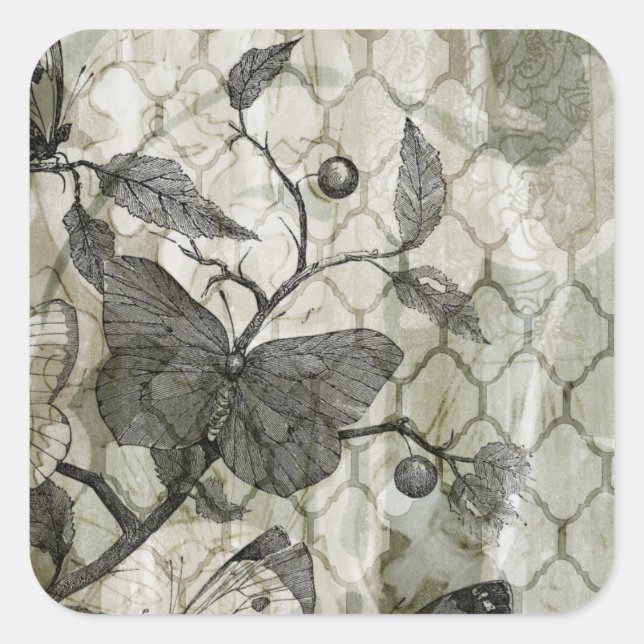 Pegatina Cuadrada Mariposas árabes (Anverso)