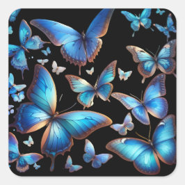 Pegatina Cuadrada Mariposas azules