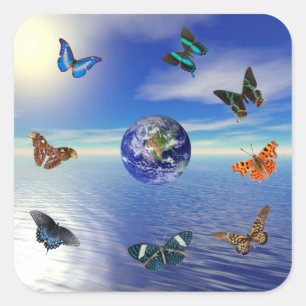 Pegatina Cuadrada Mariposas Blue Earth