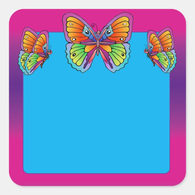 Pegatina Cuadrada Mariposas coloridas - Personalizar Me (Anverso)